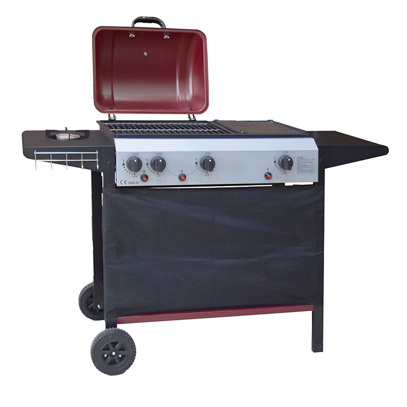 CE phê duyệt đầu đốt 3 + 1 bếp nướng ngoài trời bbq gas nướng thương mại với đầu đốt bên