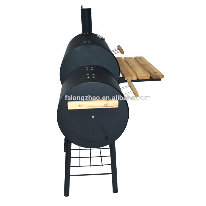 BBQ hai / đôi / đôi thùng chất lượng cao với ống khói và bàn gỗ
